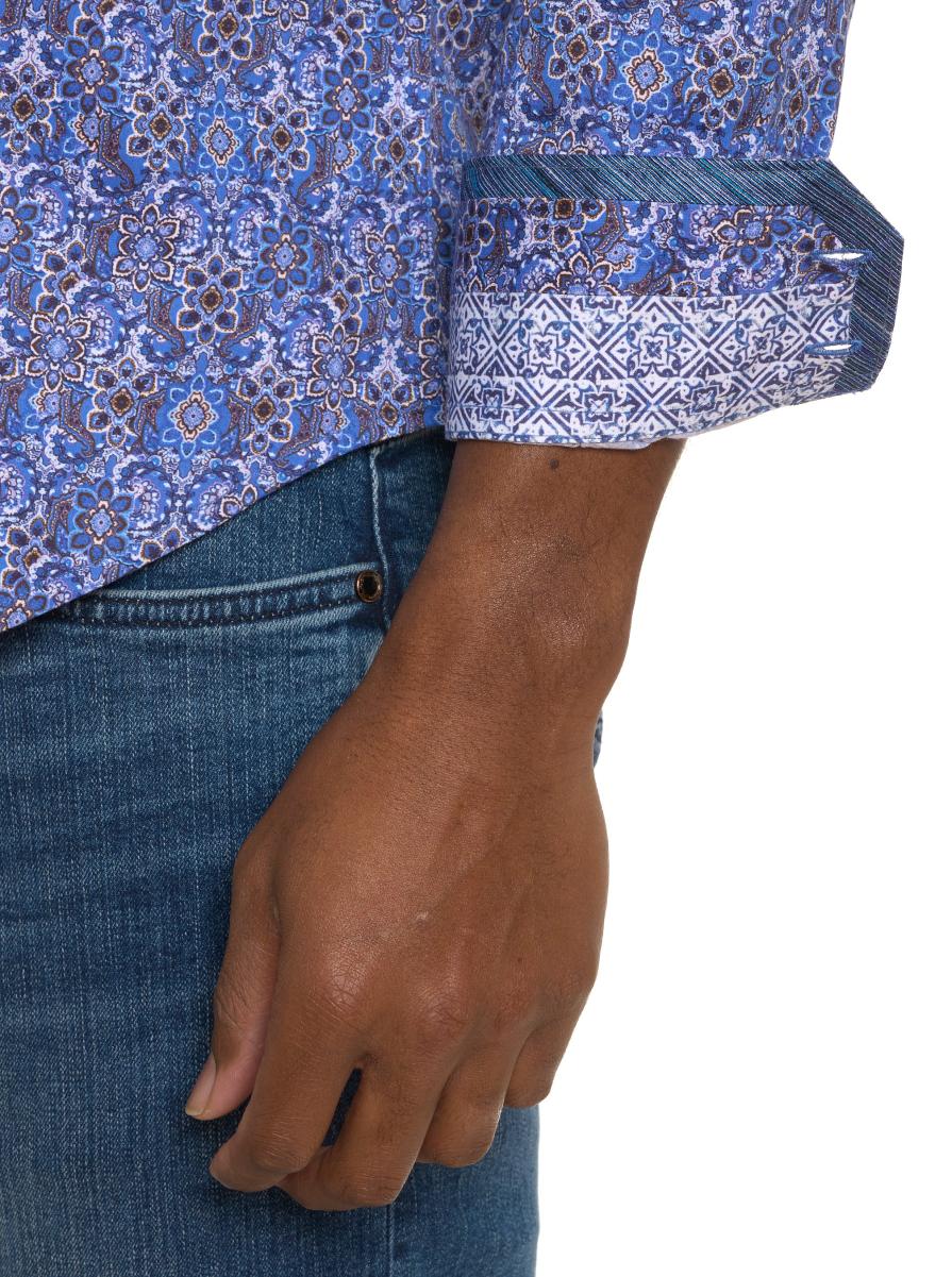 Men Robert Graham Lungano Long Sleeve Button Down Shirt Cutting-Edge Button Down Shirts Blue - 1