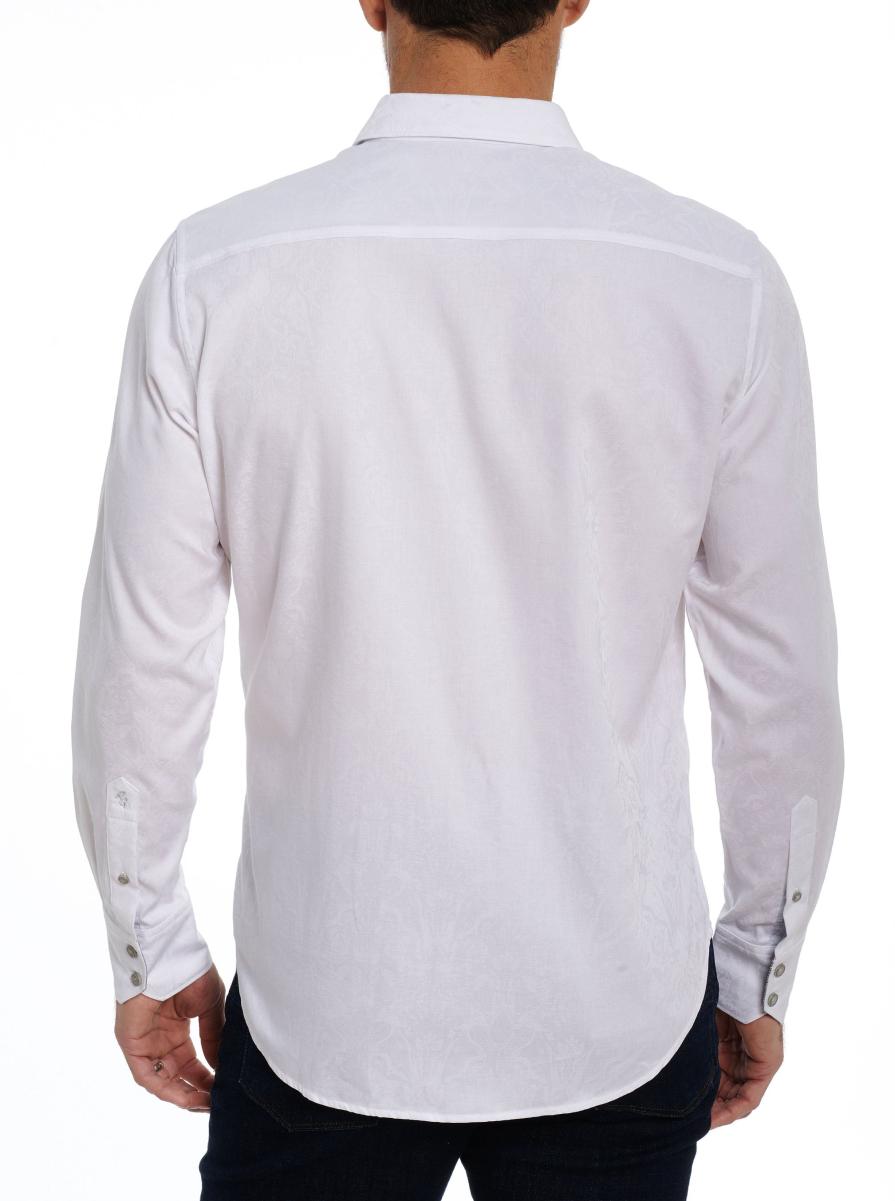 Men Robert Graham Button Down Shirts Classic White Highland Long Sleeve Button Down Shirt - 2