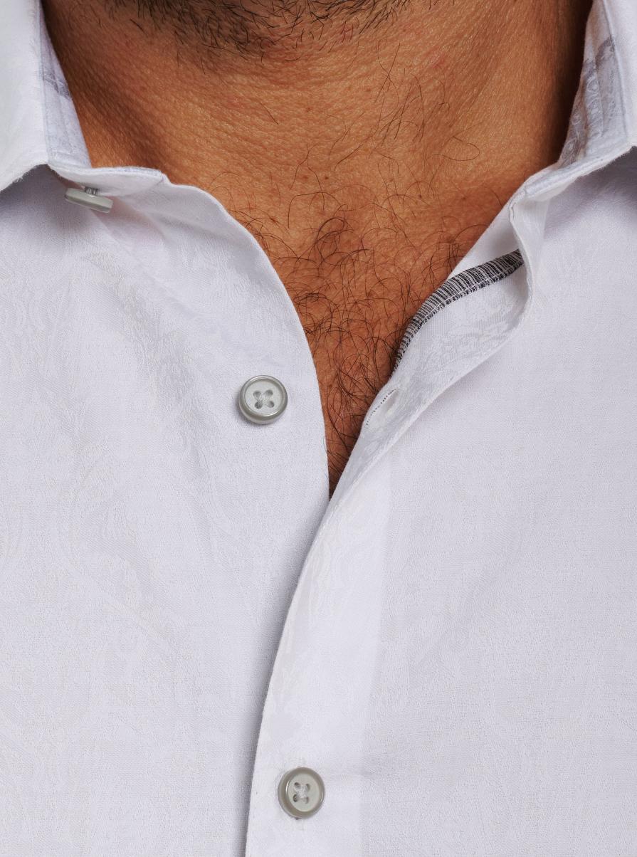 Men Robert Graham Button Down Shirts Classic White Highland Long Sleeve Button Down Shirt - 3
