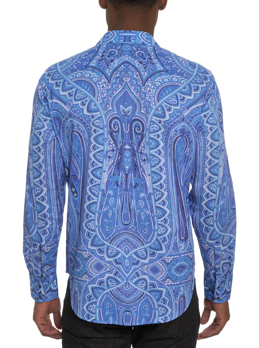 Robert Graham Men Blue Button Down Shirts Limited Edition Singing The Blues Long Sleeve Button Down Shirt Discount - 2