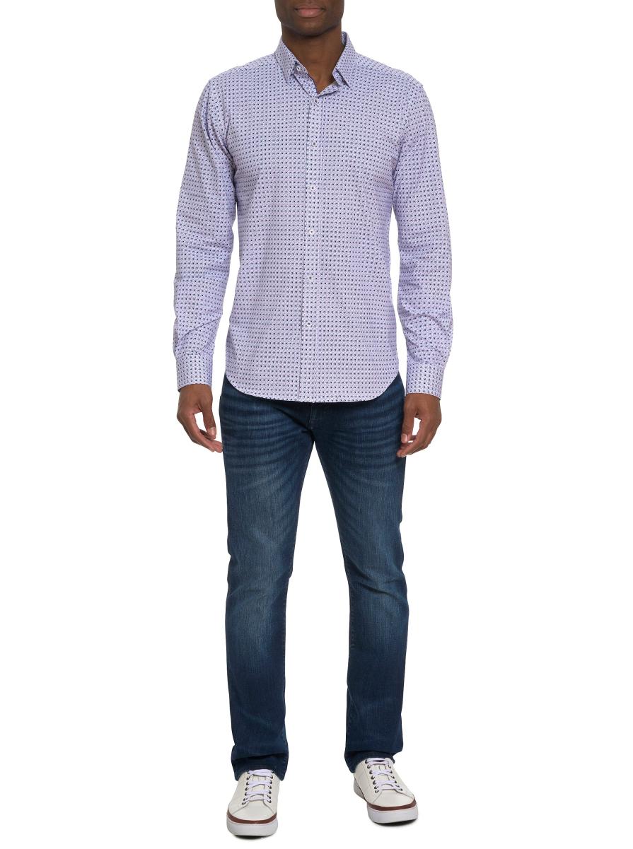 Robert Graham Kensinger Motion Long Sleeve Knit Button Down Shirt Button Down Shirts Lavender Men Store - 1