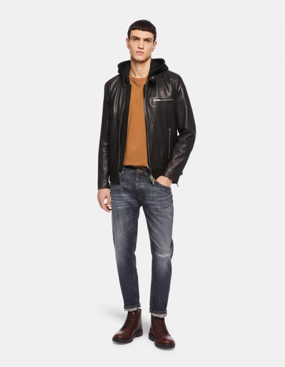 Men Slim-Fit Nappa Leather Biker Jacket Coats And Jackets Dondup - 2