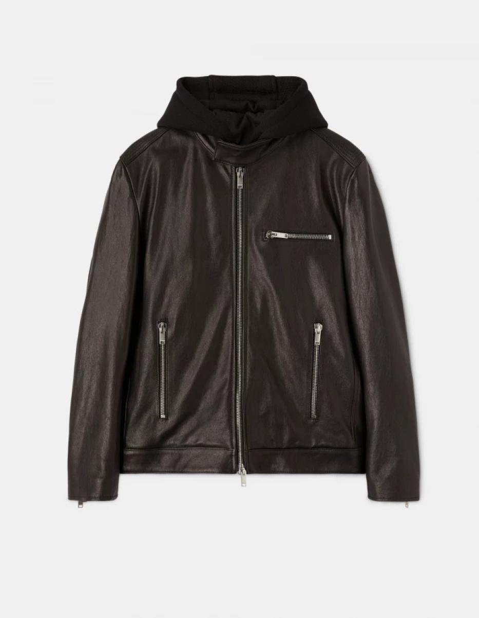 Men Slim-Fit Nappa Leather Biker Jacket Coats And Jackets Dondup - 3