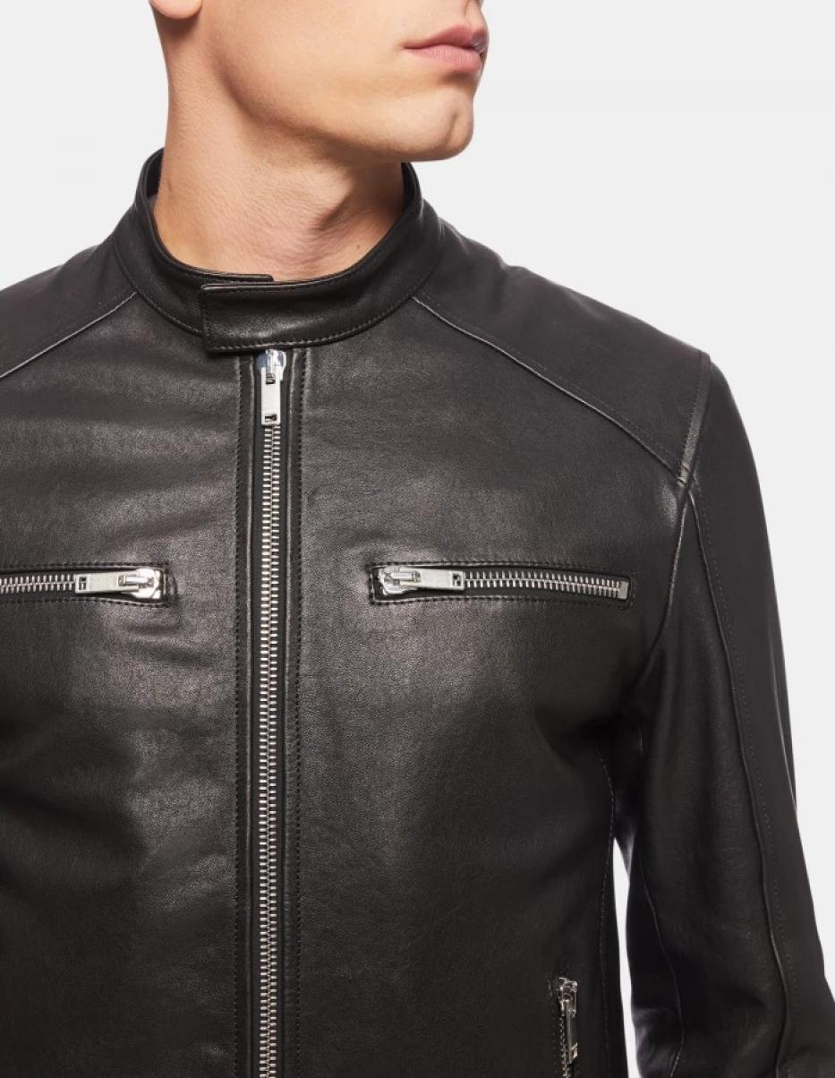 Coats And Jackets Slim-Fit Nappa Leather Biker Jacket Dondup Men - 1