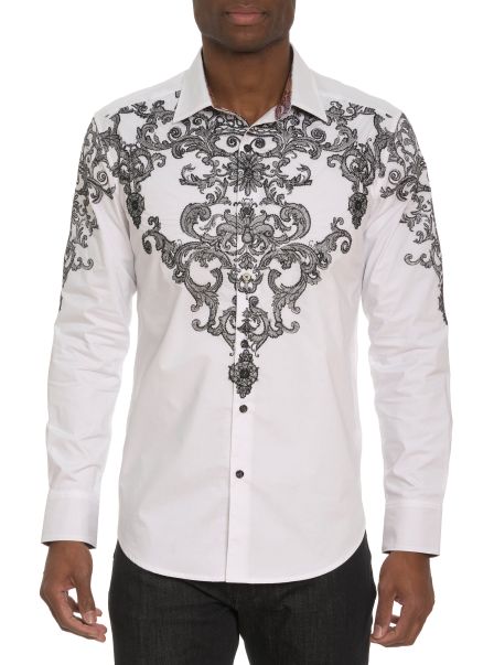 White Reliable Button Down Shirts Limited Edition The Fine Filigree Long Sleeve Button Down Shirt Robert Graham Men
