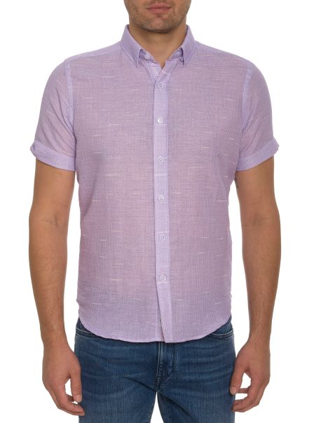 Elegant Lavender Robert Graham Button Down Shirts Sloan Short Sleeve Button Down Shirt Men