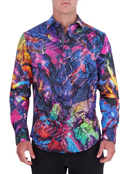 Men Robert Graham Multi Button Down Shirts Affordable Quasar Long Sleeve Button Down Shirt