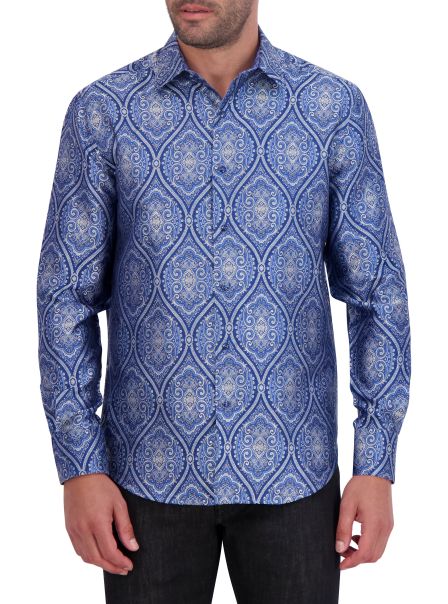 Limited Edition Sovereignty Long Sleeve Button Down Shirt Blue Button Down Shirts Exceed Men Robert Graham