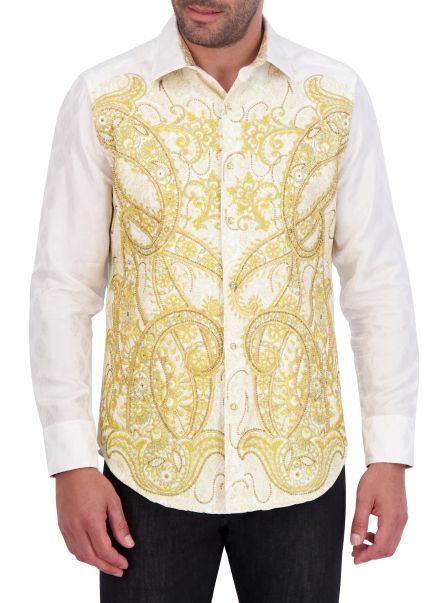 Limited Edition The 24 Karat Long Sleeve Button Down Shirt White Button Down Shirts Normal Robert Graham Men