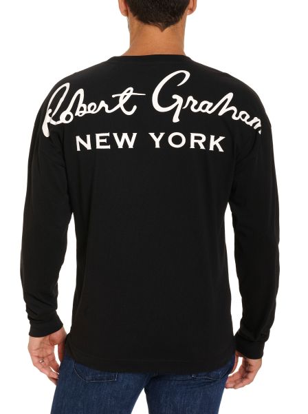 Black Men Classic New York Long Sleeve T-Shirt Robert Graham Polos & T-Shirts