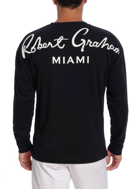 Refined Miami Long Sleeve T-Shirt Black Robert Graham Polos & T-Shirts Men