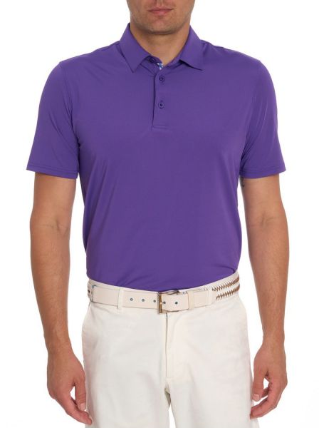 Men Purple Robert Graham Serene Axelsen Performance Polo Polos & T-Shirts