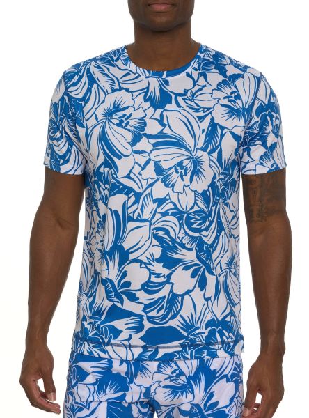 Beach Hibiscus Performance Graphic T-Shirt Polos & T-Shirts Blue Robert Graham Men Purchase