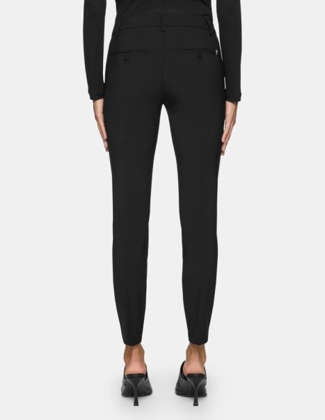 Women Blac Pants Perfect Slim-Fit Trousers In Wool Dondup