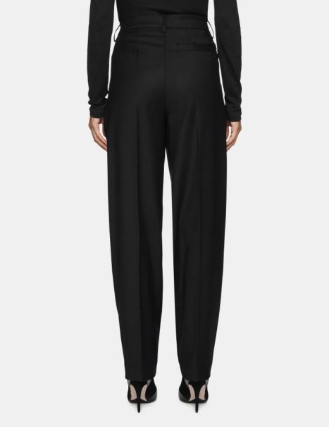 Women Blac Pants Daly Loose-Fit Flannel Trousers Dondup