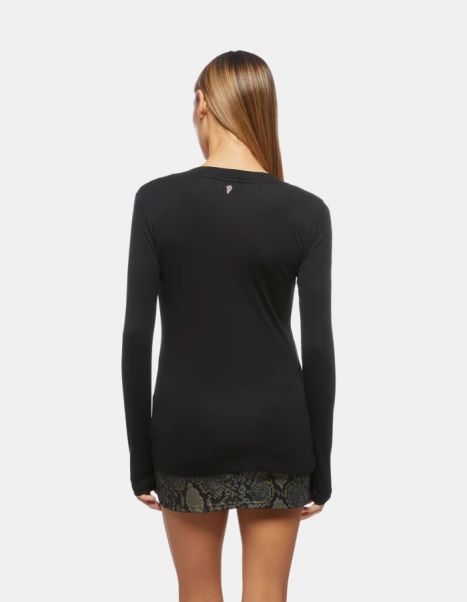 Dondup Women Slim-Fit Interlock T-Shirt Blac T-Shirts & Sweatshirts