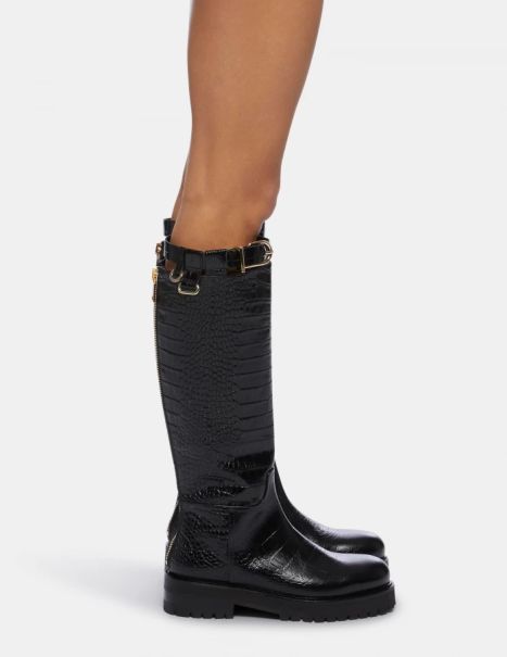 Accessories Dondup Women Boots In Crocodile-Print Effect Leather