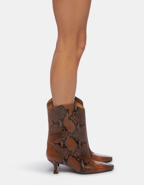 Dondup Boots In Python-Print Effect Leather Burro Women Accessories
