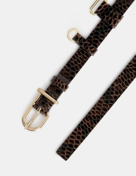 Women Accessories Python-Print Effect Leather Belt Dondup