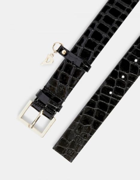 Women Accessories Crocodile-Print Effect Leather Belt Dondup
