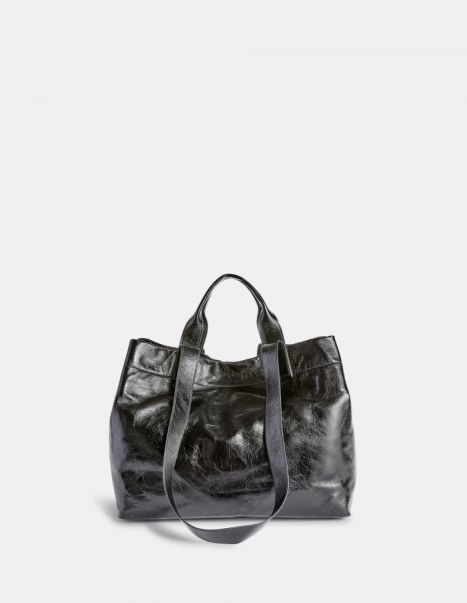 Glossy Leather Shopper Dondup Blac Accessories Women