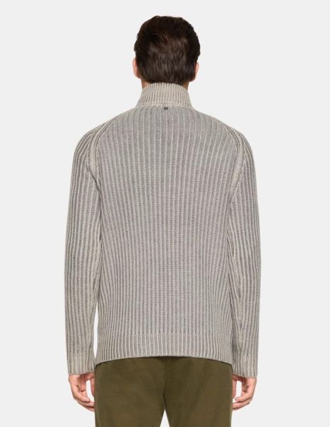 Men Dondup Regular-Fit Mock Polo Neck Jumper In Wool Knitwear
