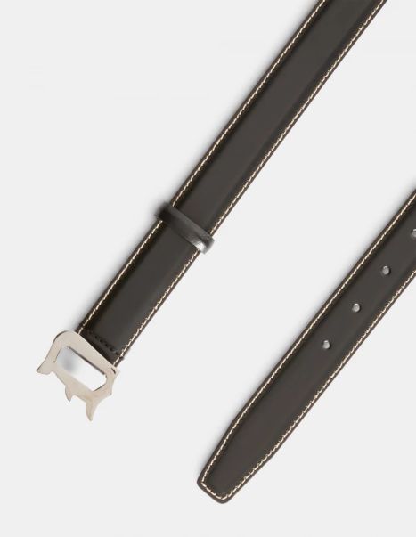 Accessories Men Stitched Leather Belt Dondup
